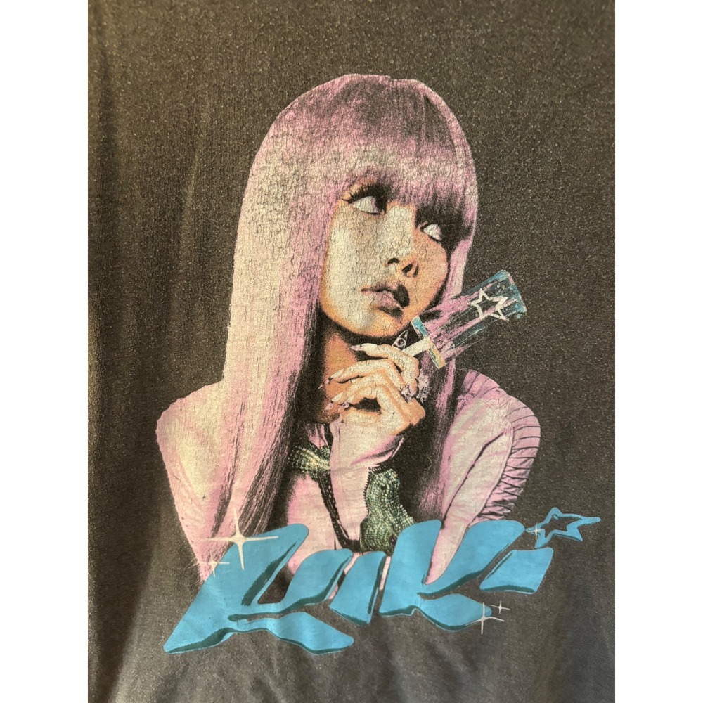 Blackpink Lisa Lalisa Graphic T-Shirt Charcoal Gray Acid Wash K-Pop Merch Large
